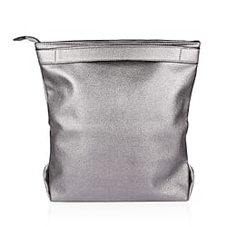 Close Out Metallic Fold Over Clutch Bag (Size 32x25x12 Cm) - Black