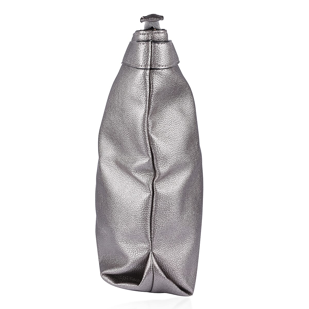 Close Out Metallic Fold Over Clutch Bag (Size 32x25x12 Cm) - Pewter