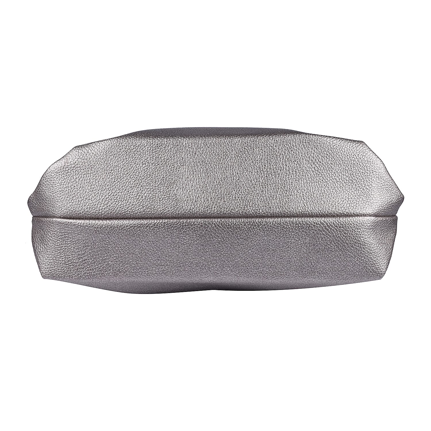 Close Out Metallic Fold Over Clutch Bag (Size 32x25x12 Cm) - Pewter