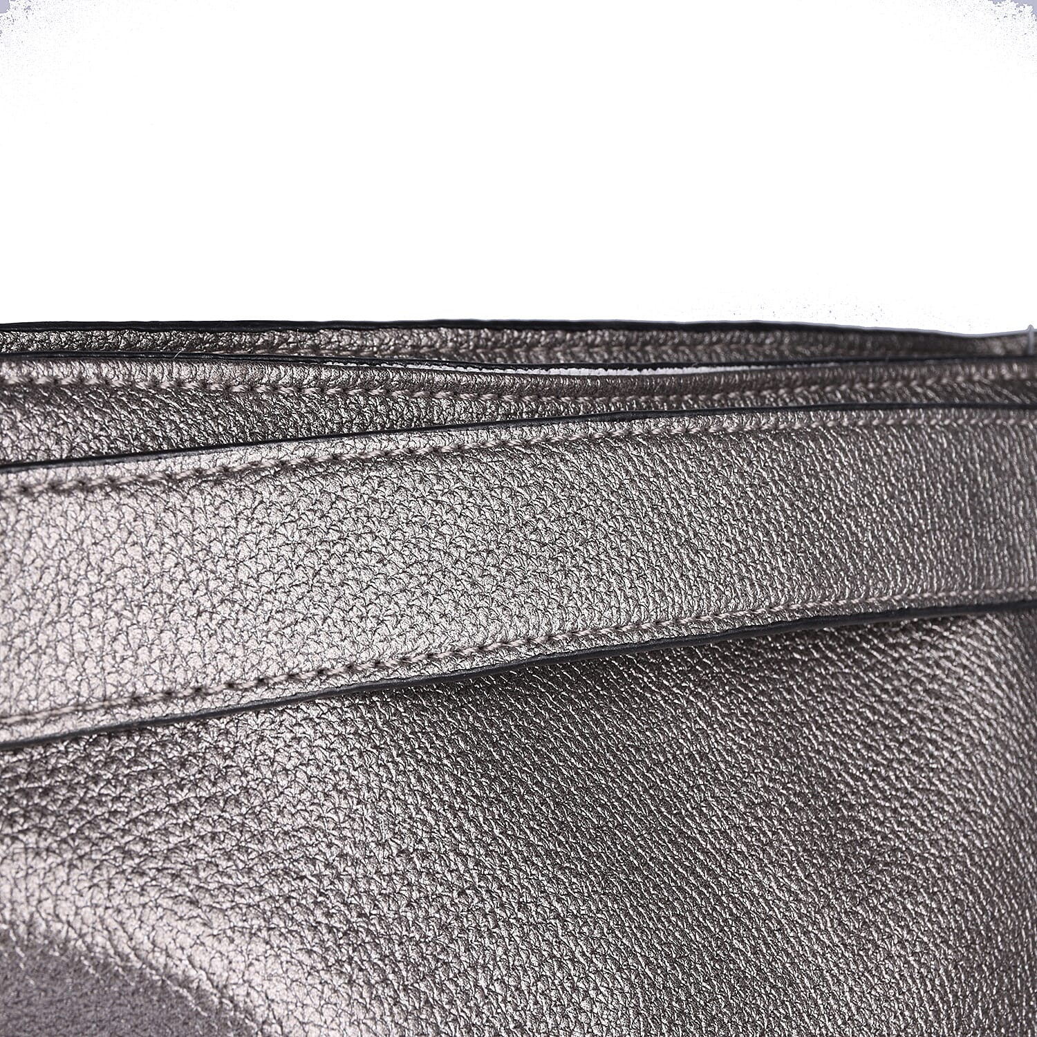 Close Out Metallic Fold Over Clutch Bag (Size 32x25x12 Cm) - Pewter