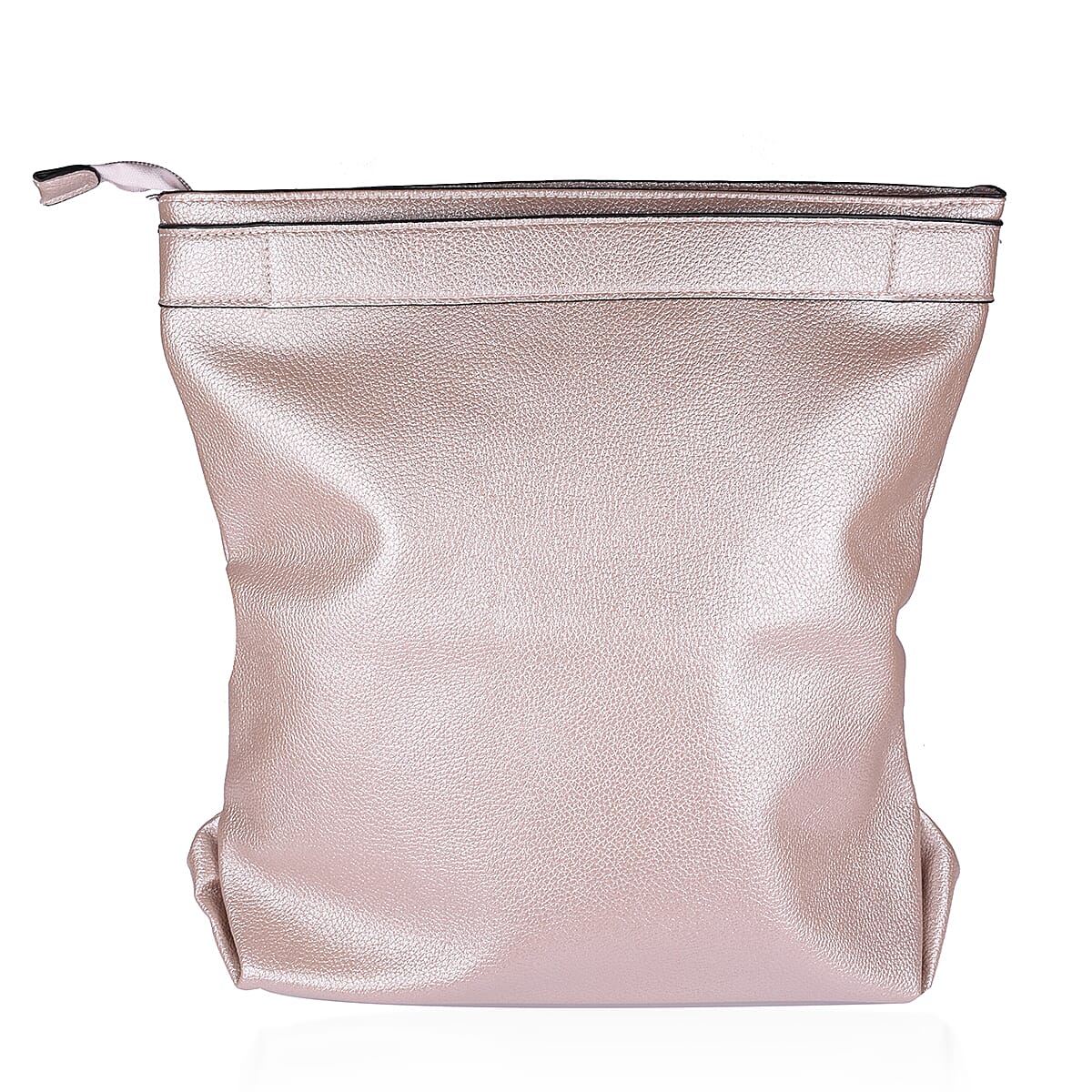 Close Out Metallic Fold Over Clutch Bag (Size 32x25x12 Cm) - Rose Gold