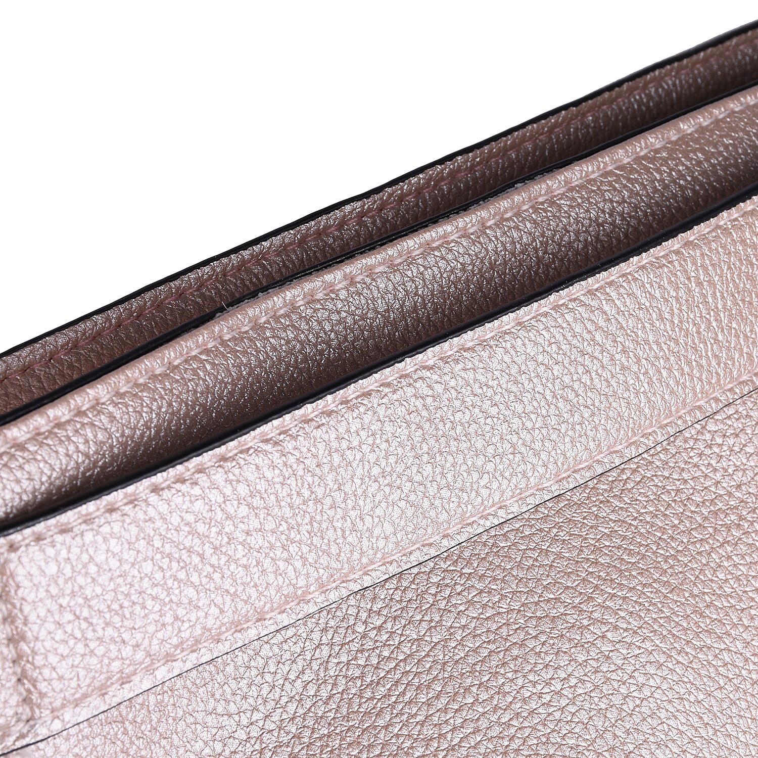 Close Out Metallic Fold Over Clutch Bag (Size 32x25x12 Cm) - Rose Gold
