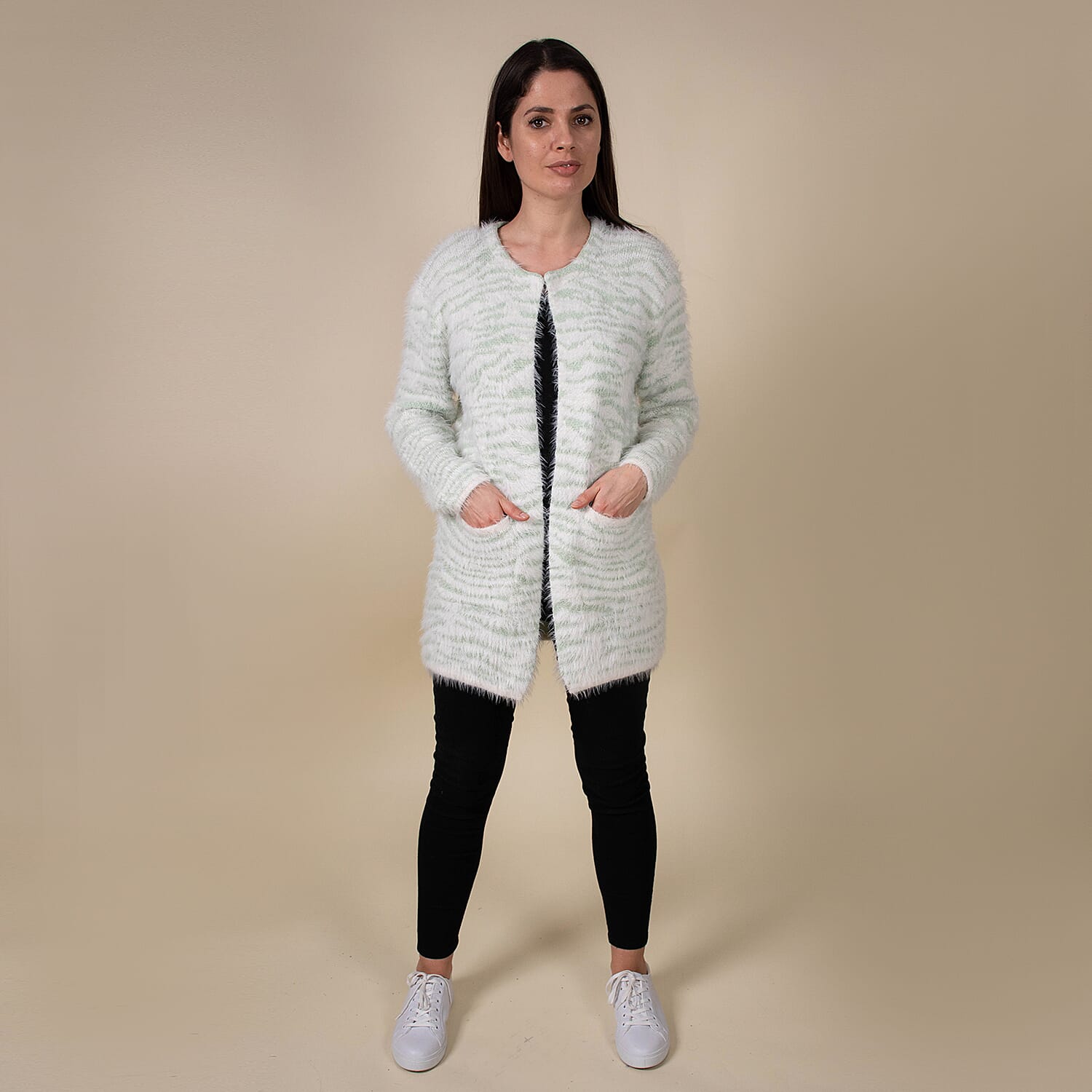 Tamsy Winter outfit with 2 pocket Polyester green based with Zebra pattern