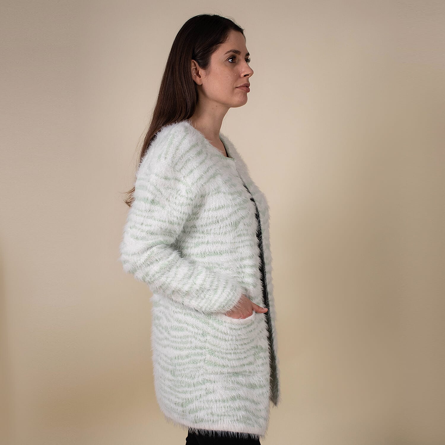 Tamsy Winter outfit with 2 pocket Polyester green based with Zebra pattern