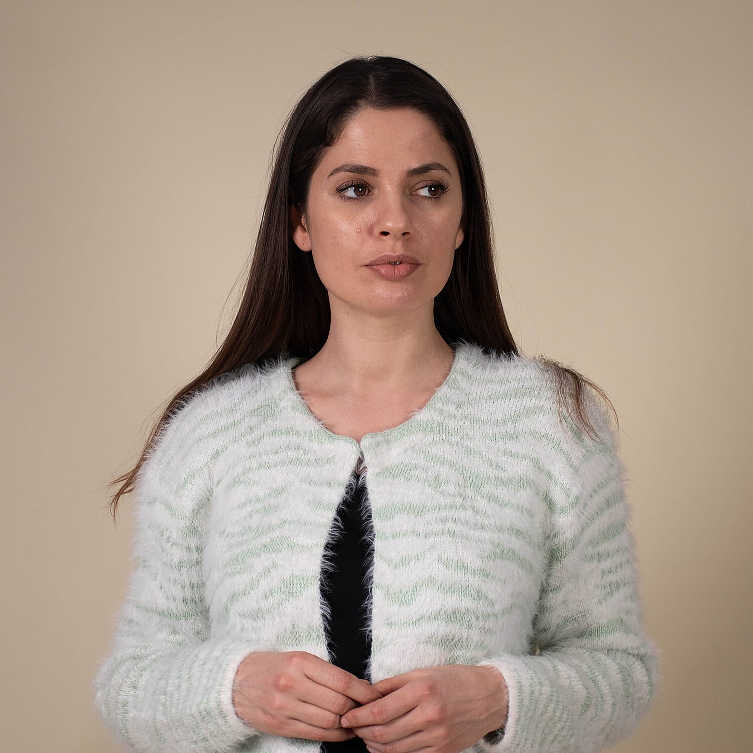 Tamsy Winter outfit with 2 pocket Polyester green based with Zebra pattern