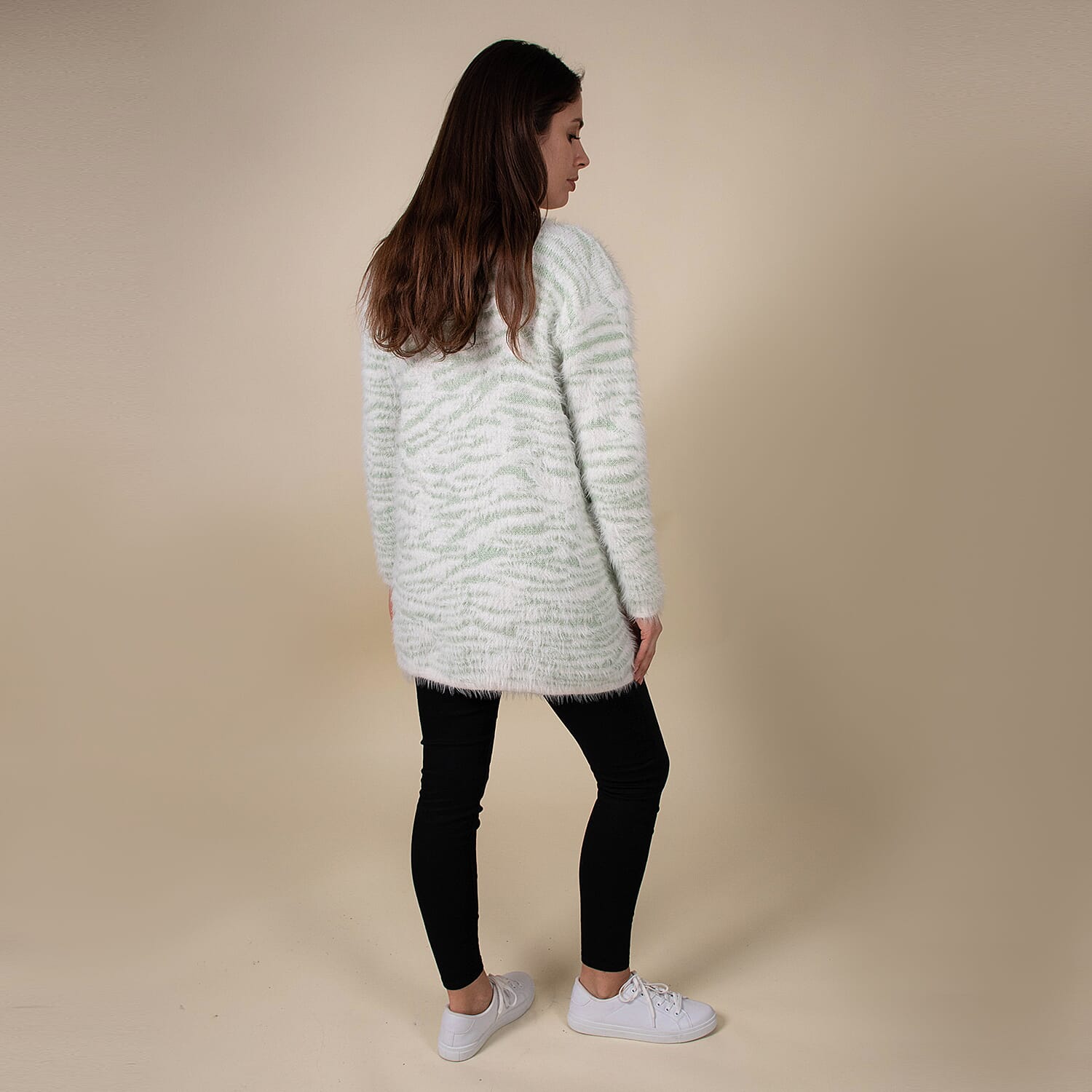 Tamsy Winter outfit with 2 pocket Polyester green based with Zebra pattern