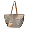 Marcia Metallic Tote Bag with Handle Drop (Size 35x30x18 Cm) - Taupe