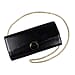 Close Out Deal  Metallic Envelope Clutch Bag with Shoulder Strap Chain  Black
