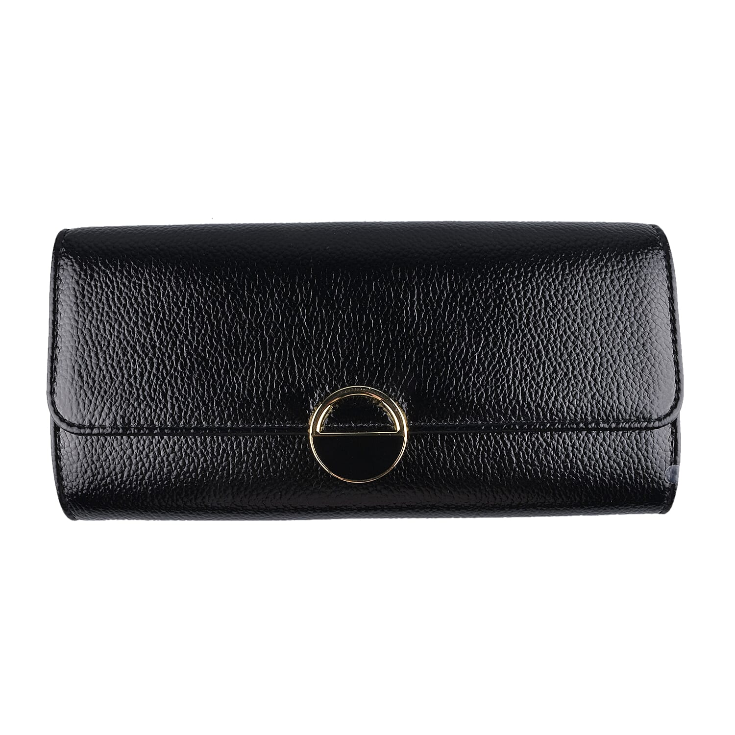 Close Out Deal  Metallic Envelope Clutch Bag with Shoulder Strap Chain  Black