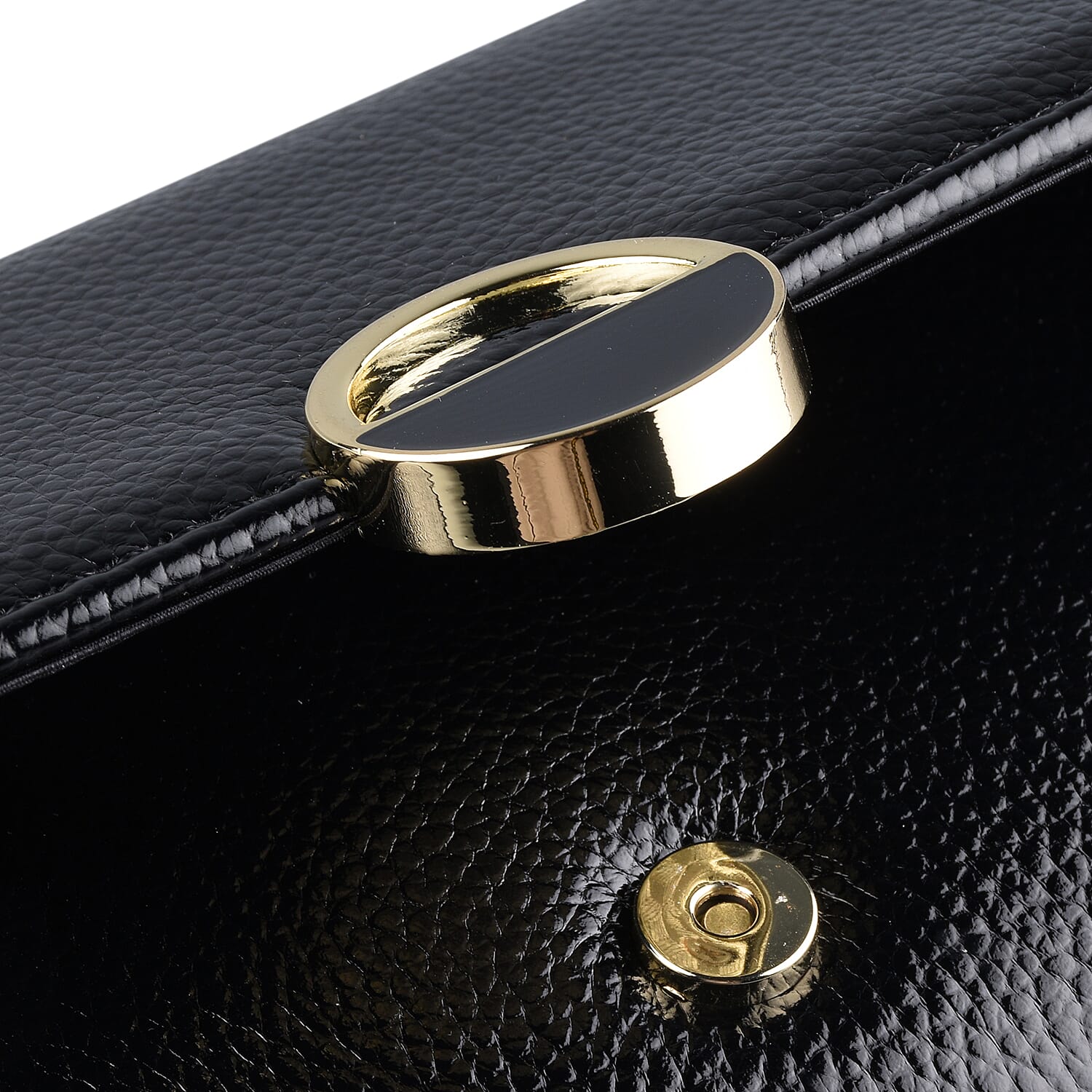 Close Out Deal  Metallic Envelope Clutch Bag with Shoulder Strap Chain  Black