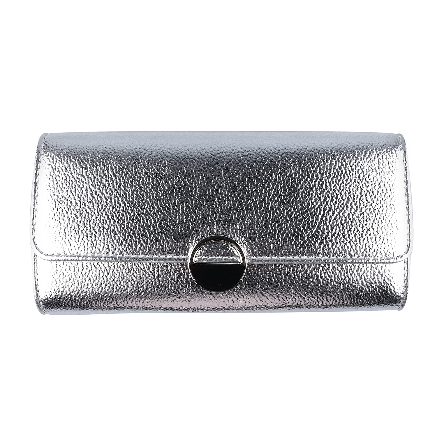 Close Out Deal - Metallic Envelope Clutch Bag with Shoulder Strap Chain (Size 26x12x4 Cm) - Silver