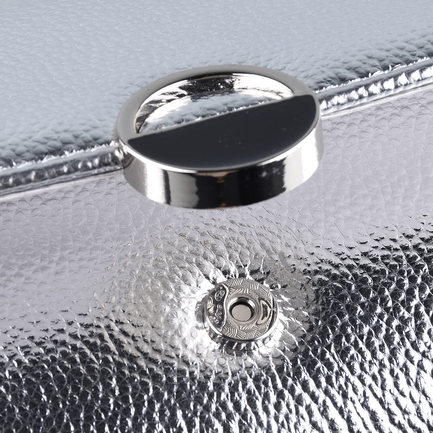 Close Out Deal - Metallic Envelope Clutch Bag with Shoulder Strap Chain (Size 26x12x4 Cm) - Silver