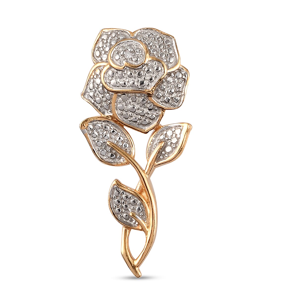 Diamond Rose Pendant in Gold Overlay Sterling Silver