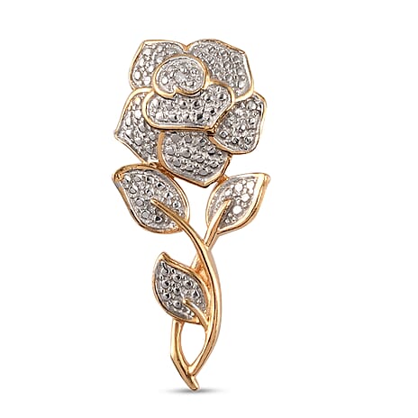 Diamond Rose Pendant in Gold Overlay Sterling Silver