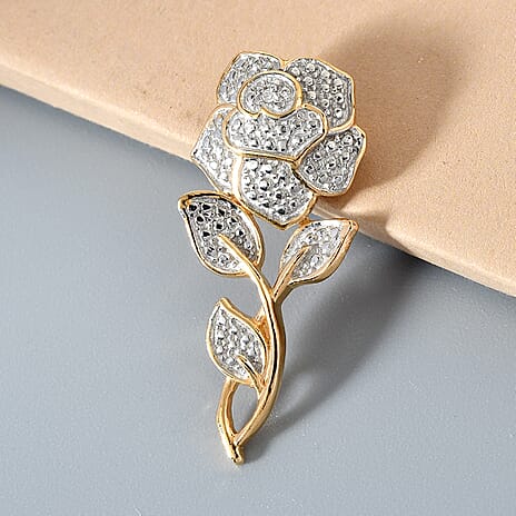 Diamond Rose Pendant in Gold Overlay Sterling Silver