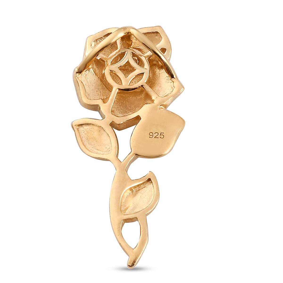 Diamond Rose Pendant in Gold Overlay Sterling Silver