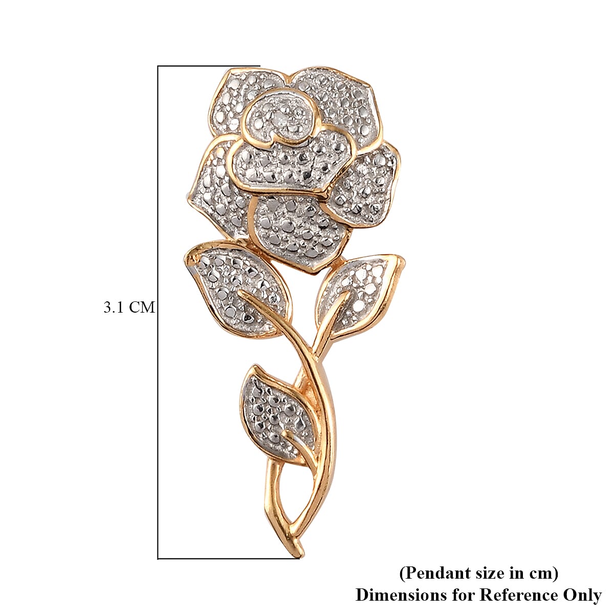 Diamond Rose Pendant in Gold Overlay Sterling Silver