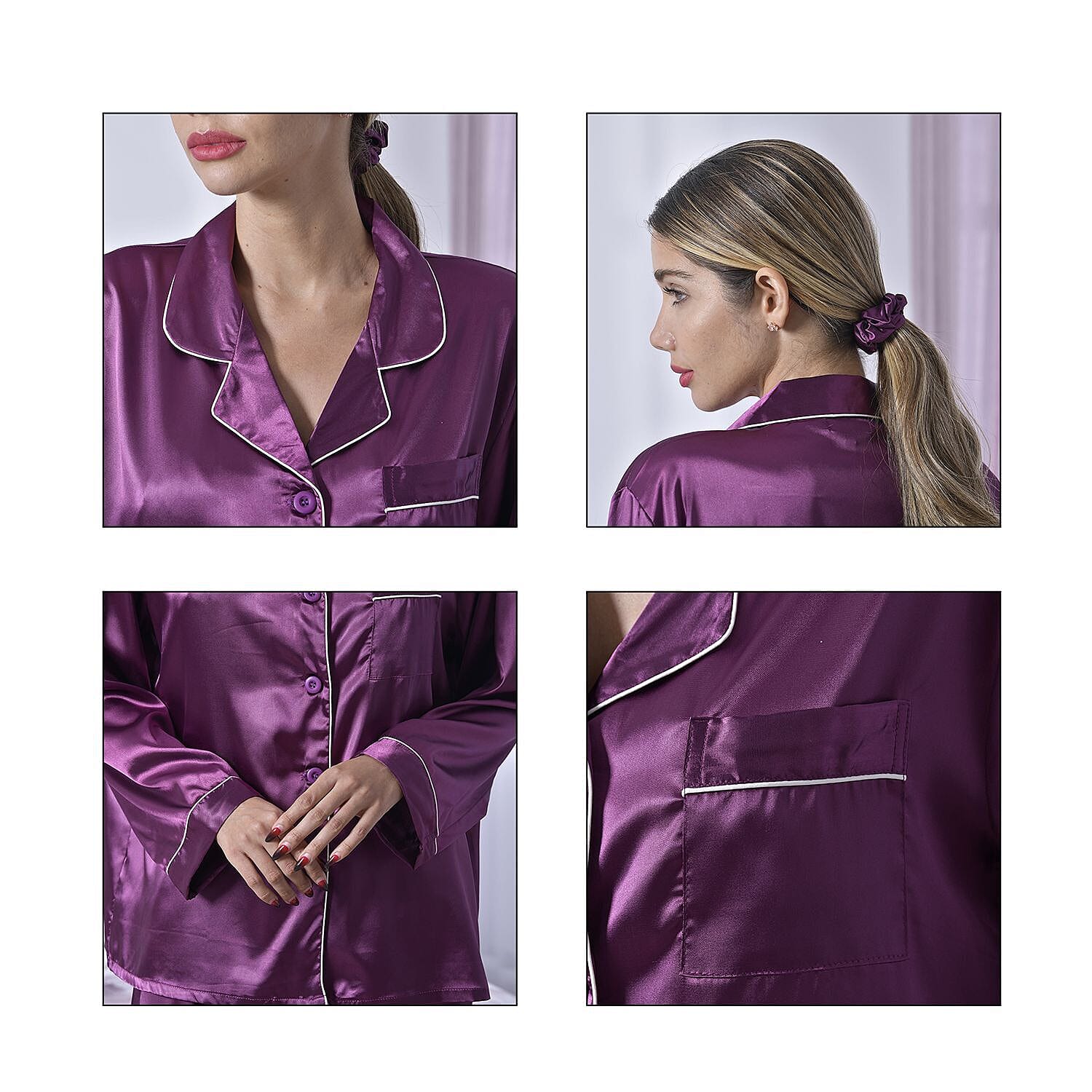 OTO - LA MAREY Satin Loungewear Gift Sets - Grey & White