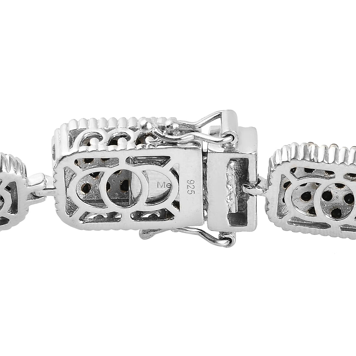 Red Carpet Collection - Black Spinel Bracelet (Size - 7.5) with Box Clasp in Platinum Overlay Sterling Silver 13.53 Ct, Silver Wt. 22.40 Gms