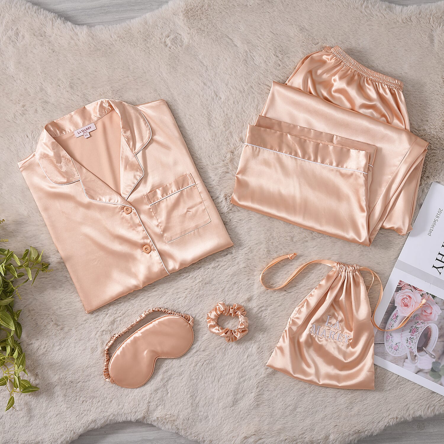 OTO - LA MAREY Satin Loungewear Gift Sets - Grey & White