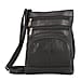 Genuine Leather Crossbody Bag with Adjustable Leather Shoulder Strap - Black