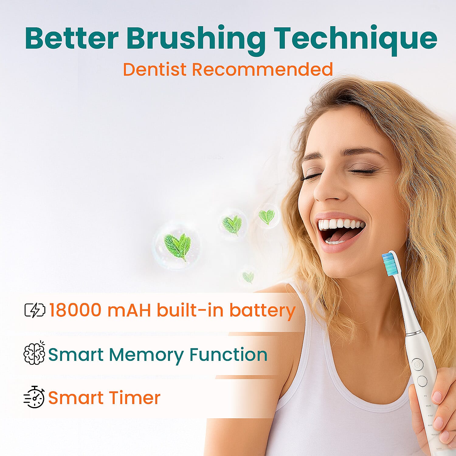 Opatra- Clean Pro5 - Electric Toothbrush with 2 Replacement Heads, LIFETIME WARRANTY