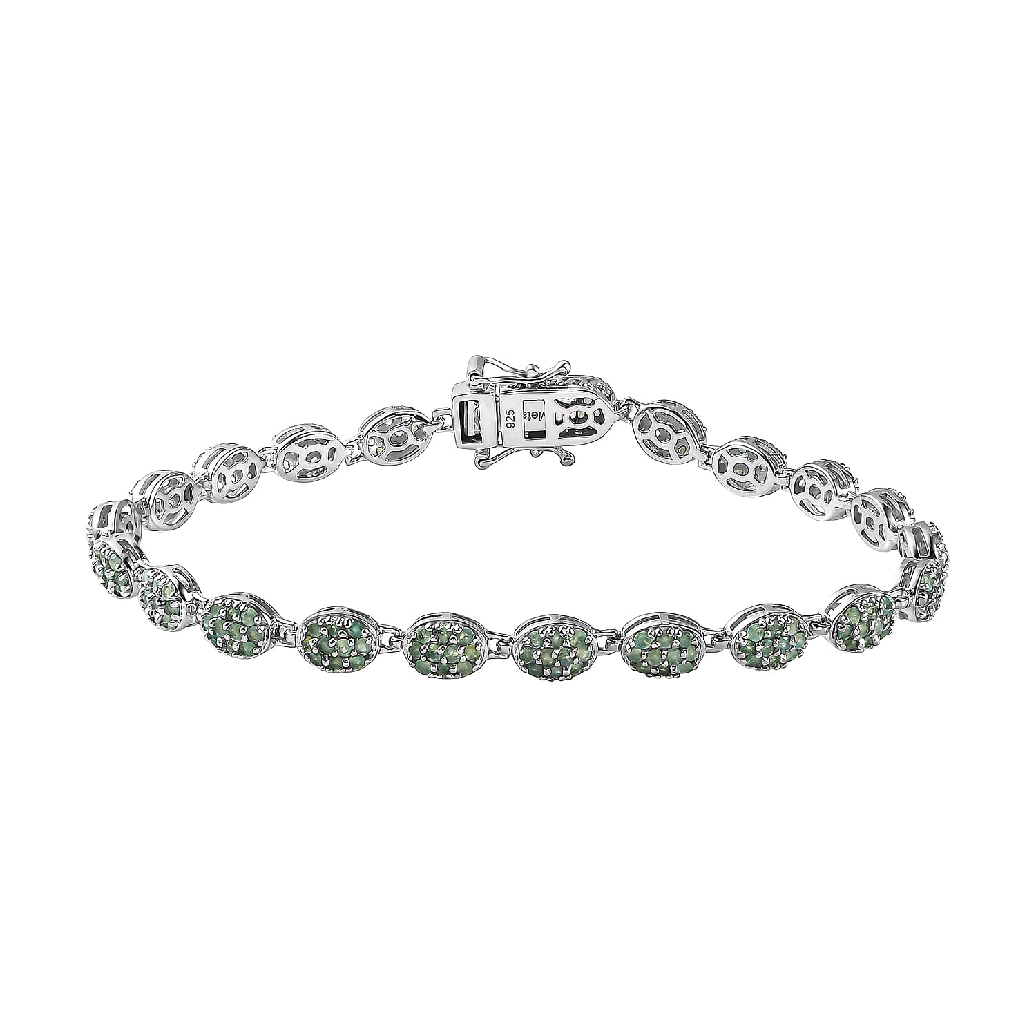 Alexandrite Link Bracelet (Size - 8) in Platinum Overlay Sterling Silver 3.84 Ct, Silver Wt. 11.31 Gms
