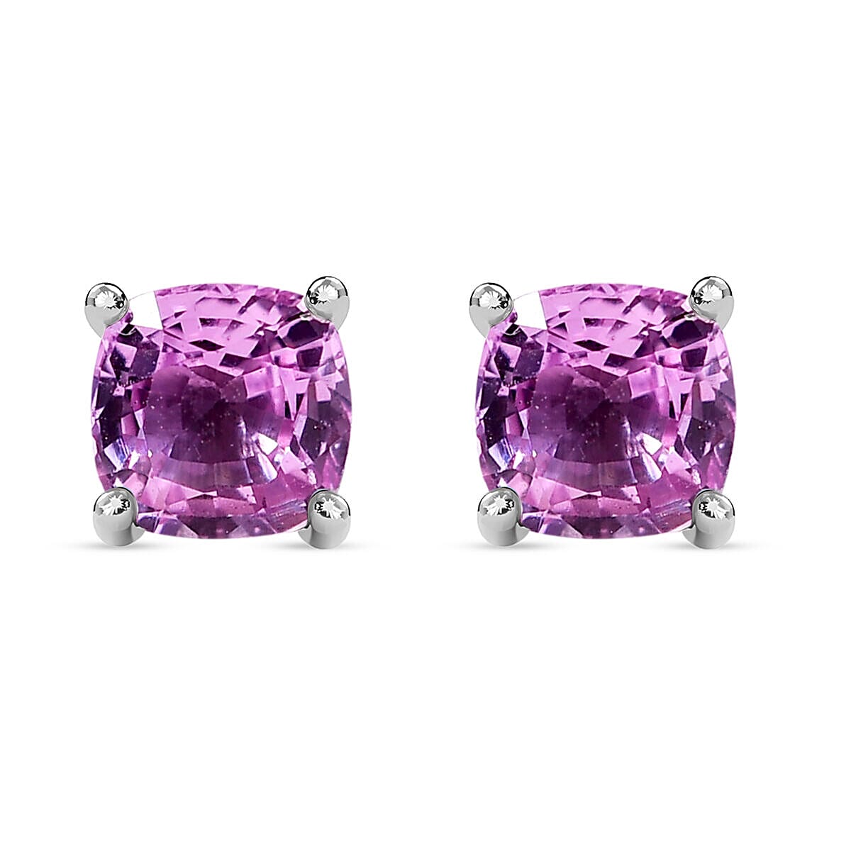 RHAPSODY 950 Platinum AAAA Pink Sapphire Stud Earrings (with Screw Backs) 1.13 Ct.