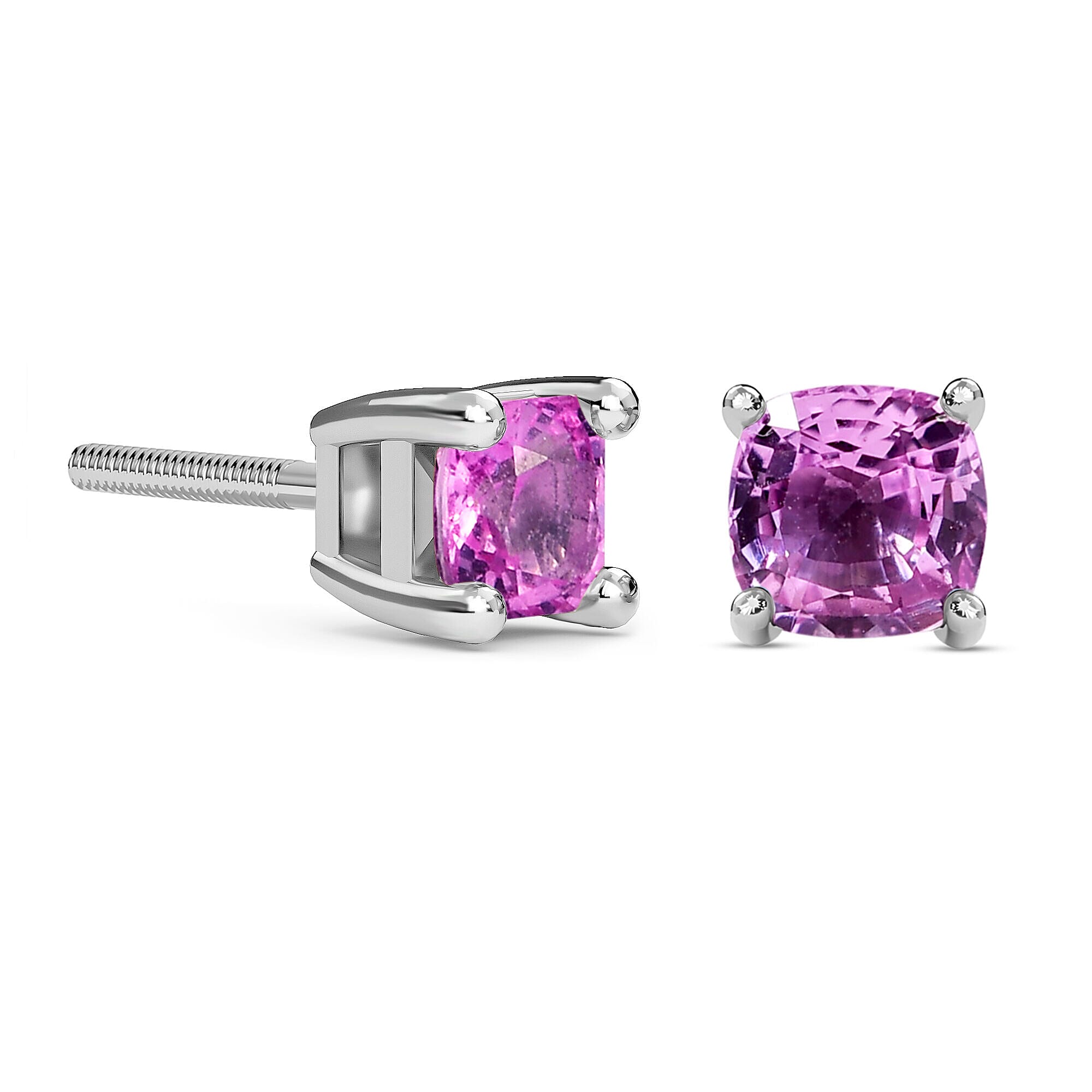 RHAPSODY 950 Platinum AAAA Pink Sapphire Stud Earrings (with Screw Backs) 1.13 Ct.