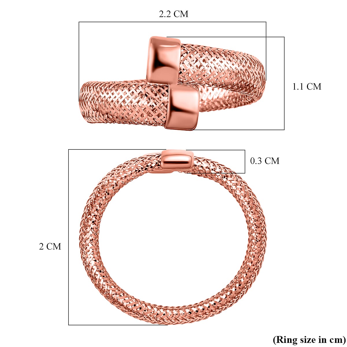 9K Rose Gold Adjustable Ring (Size Medium) (Size K To P)