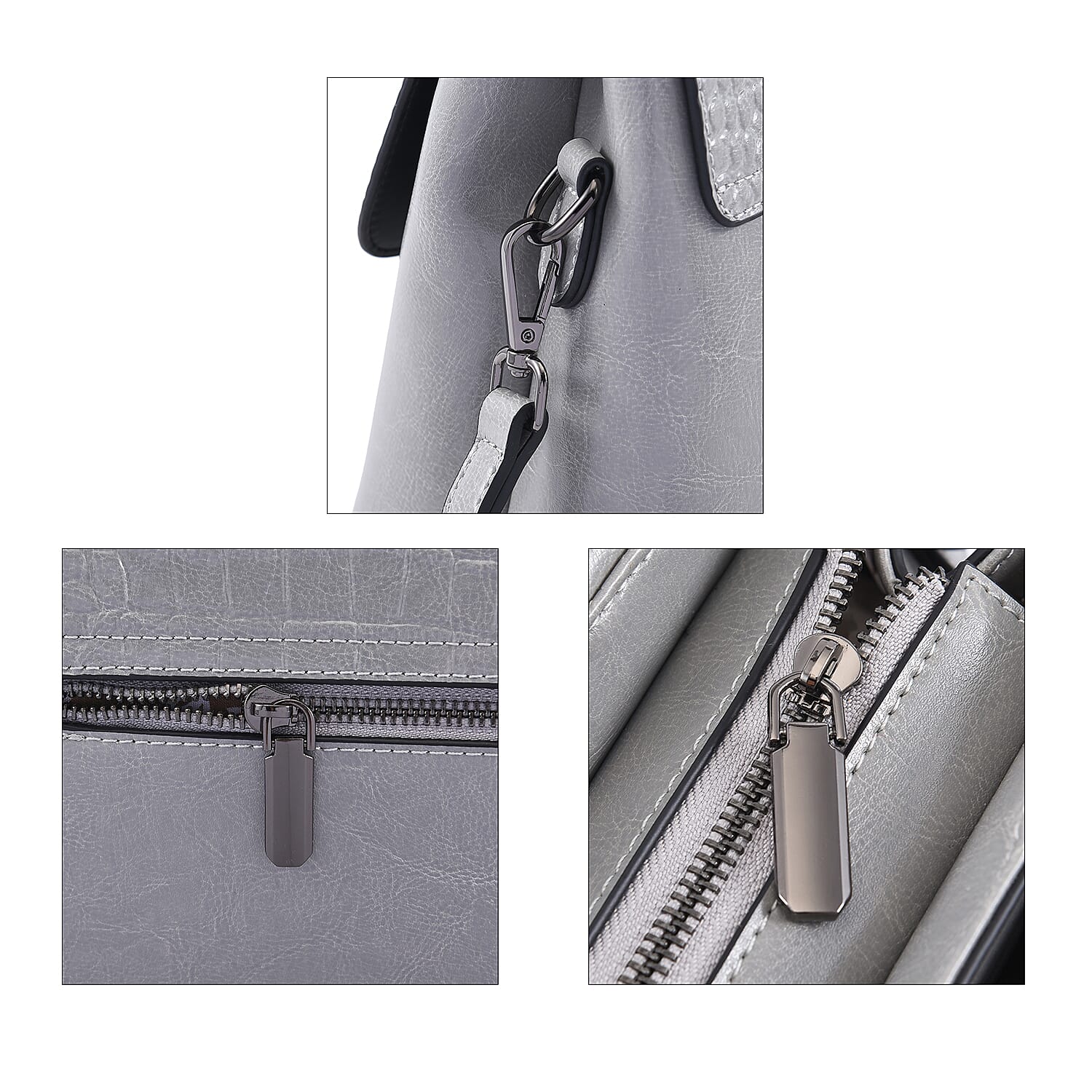 Hong Kong Closeout Collection Genuine Leather Croc Embossed Convertible Bag with Long Strap - Brown