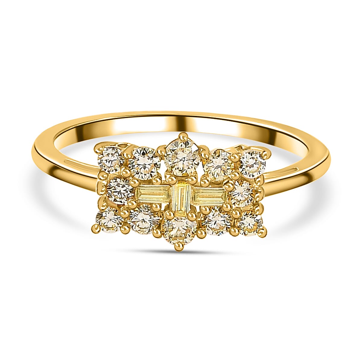 Monster Deal - 14K Yellow Gold SGL Certified Natural Yellow Diamond (SI-I1) Boat Ring 0.52 Ct.