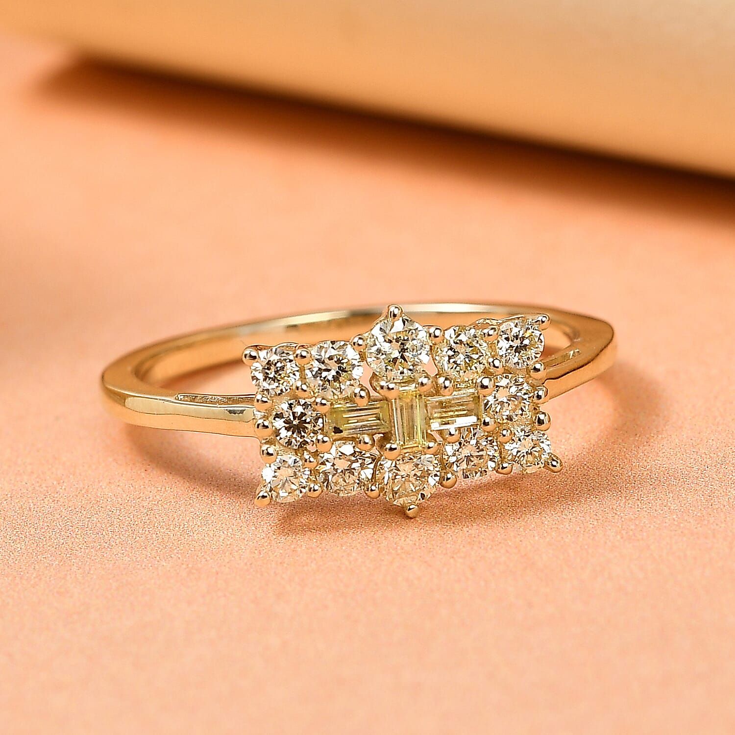 Monster Deal - 14K Yellow Gold SGL Certified Natural Yellow Diamond (SI-I1) Boat Ring 0.52 Ct.