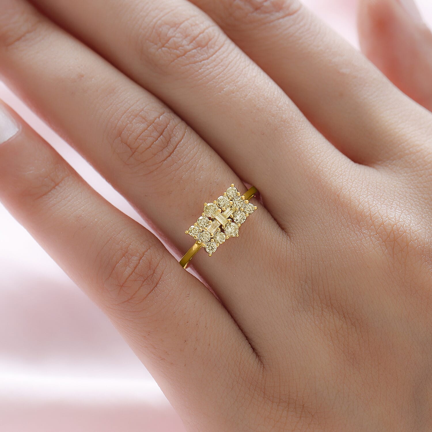 Monster Deal - 14K Yellow Gold SGL Certified Natural Yellow Diamond (SI-I1) Boat Ring 0.52 Ct.