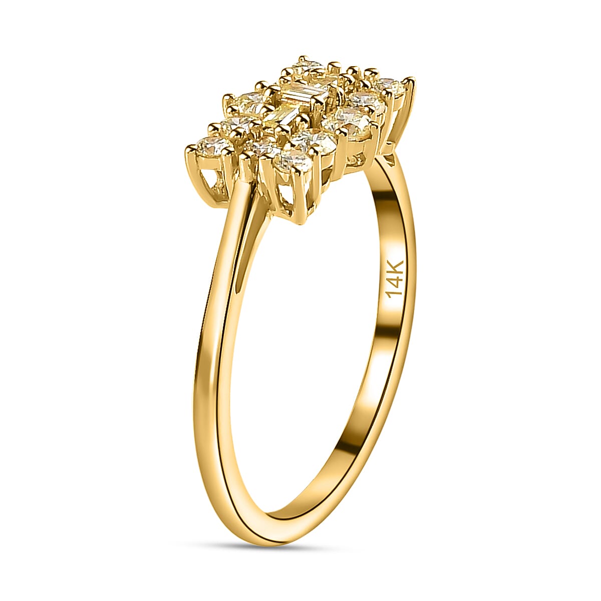 Monster Deal - 14K Yellow Gold SGL Certified Natural Yellow Diamond (SI-I1) Boat Ring 0.52 Ct.