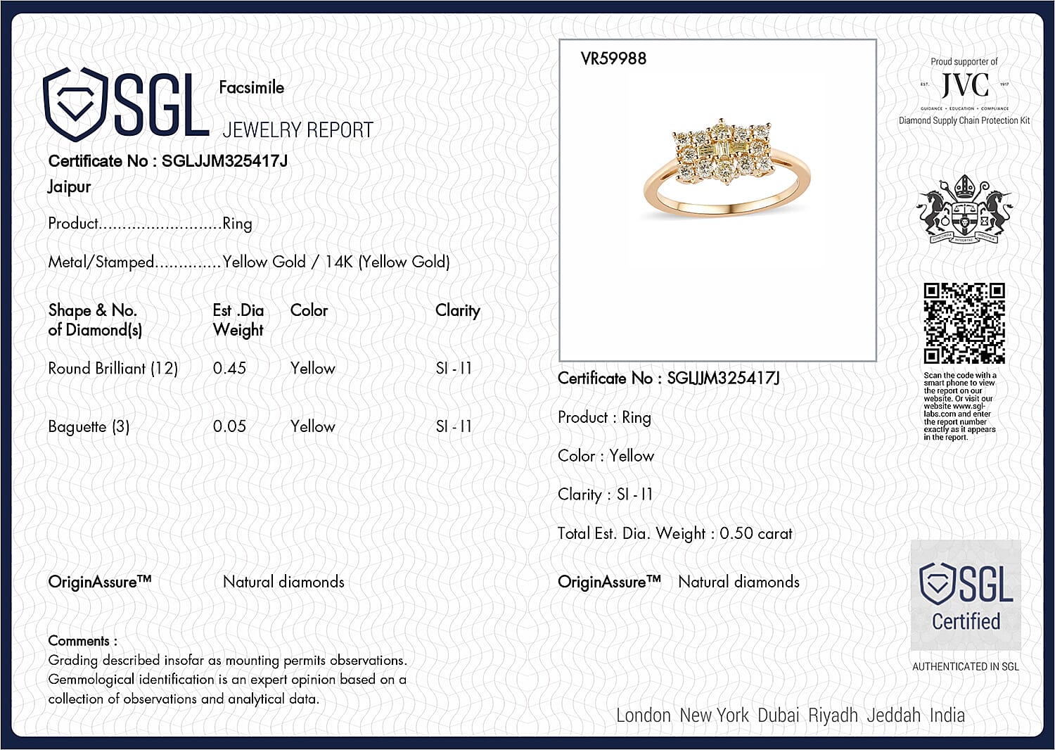 Monster Deal - 14K Yellow Gold SGL Certified Natural Yellow Diamond (SI-I1) Boat Ring 0.52 Ct.