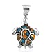 Spiny Turquoise Pendant With Oxidised in Rhodium Overlay Sterling Silver, Silver Wt. 5.4 Gms 1.06 Ct