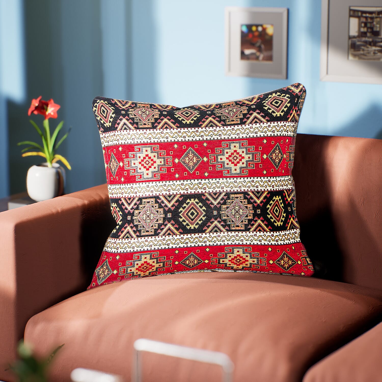 Set of 2 - Authentic Cushion Cover with Scintillating Print (Size 44 cm) - Grey