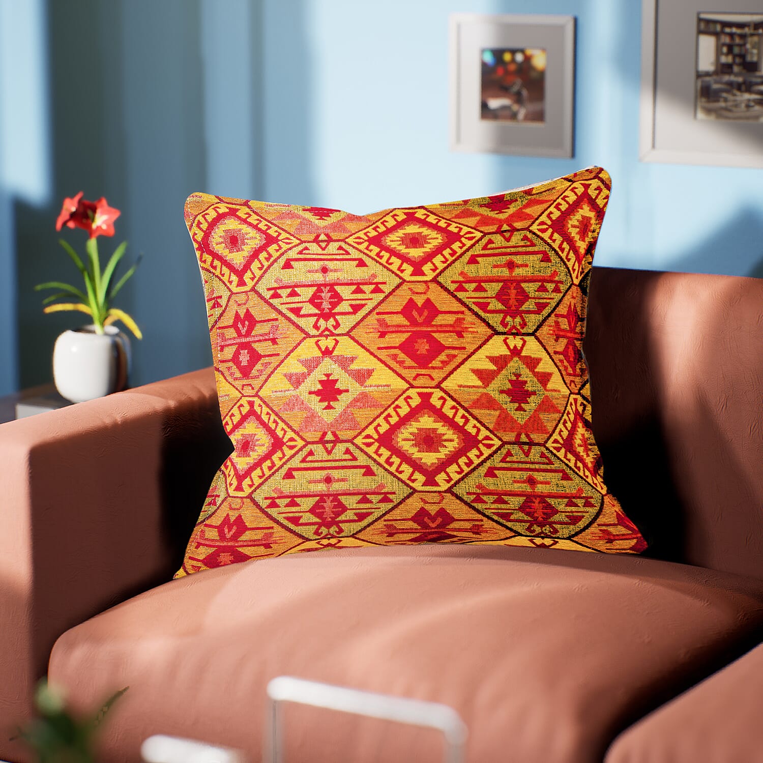 Set of 2 - Authentic Cushion Cover with Scintillating Print (Size 44 cm) - Grey