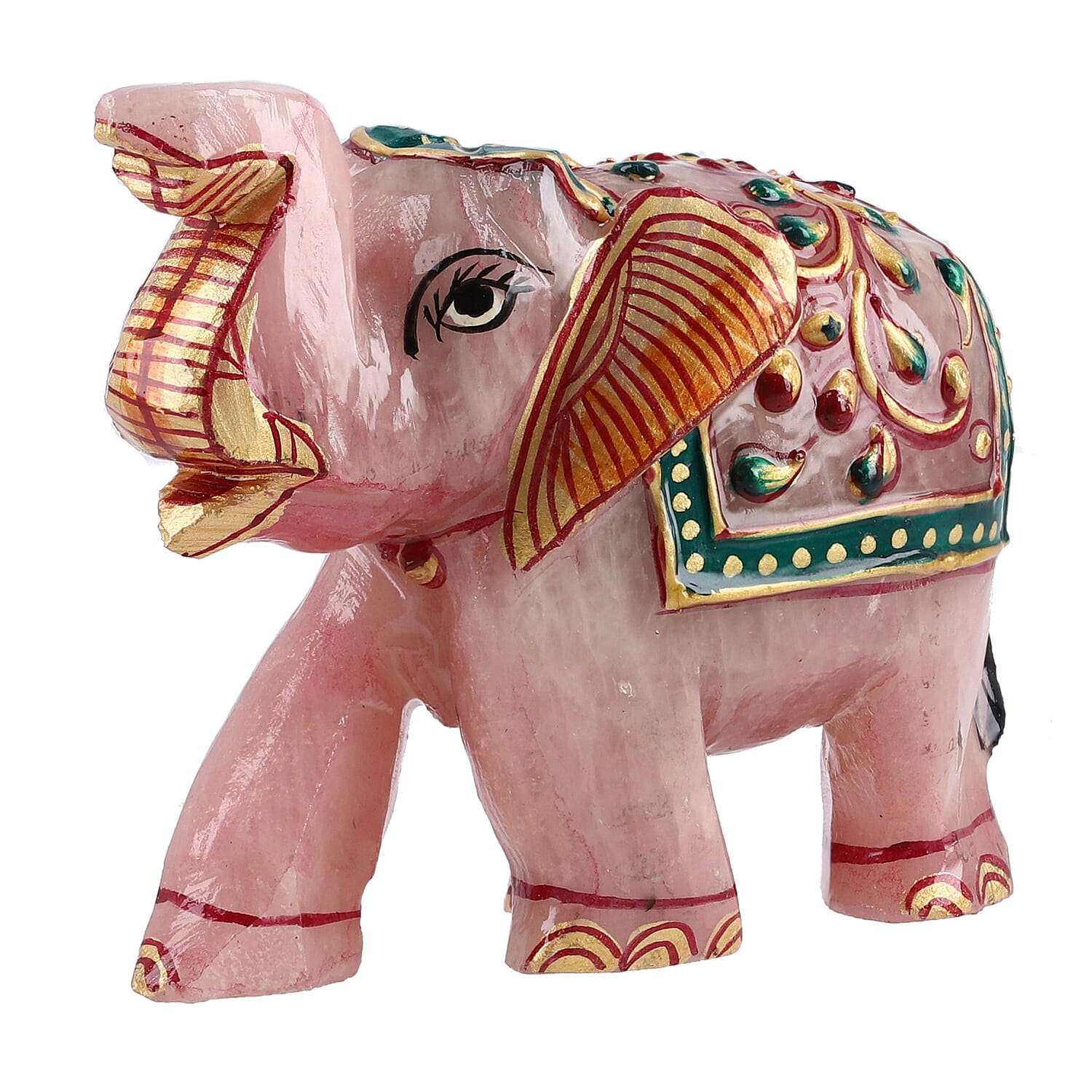 Yellow Rose Quartz Elephant Figurine