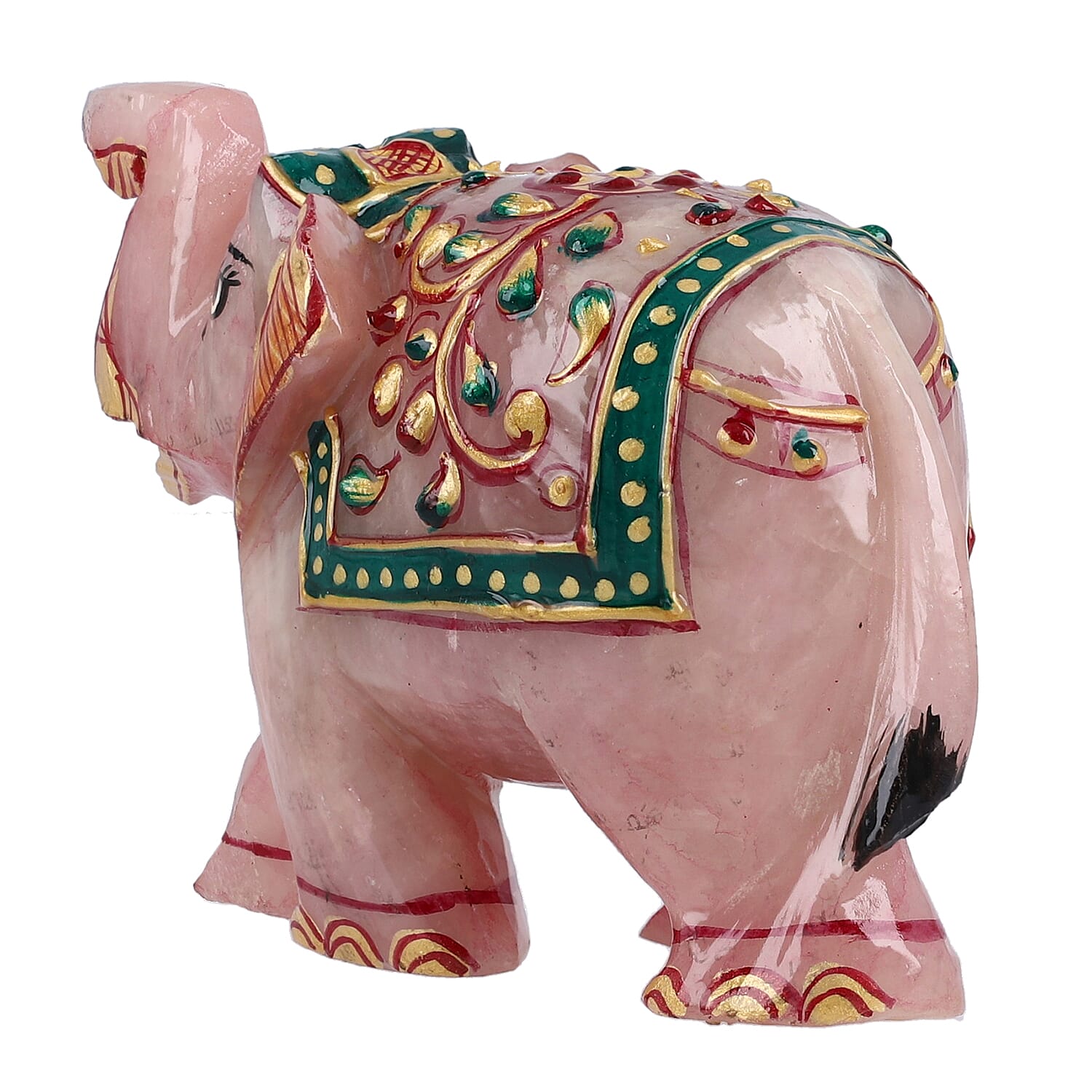 Yellow Rose Quartz Elephant Figurine