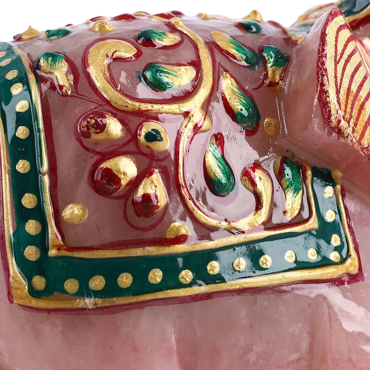 Yellow Rose Quartz Elephant Figurine