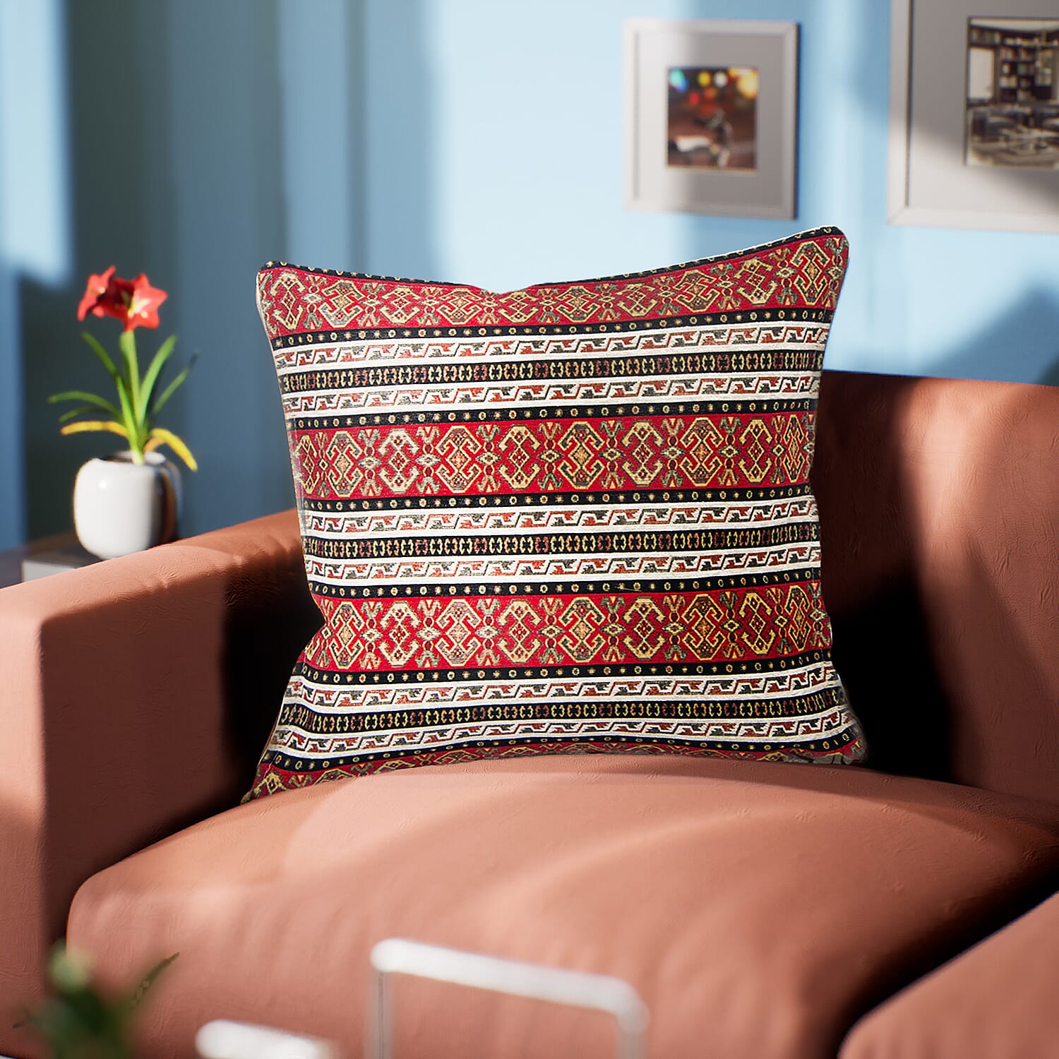 Set of 2 - Authentic Cushion Cover with Scintillating Print (Size 44 cm) - Brown