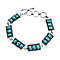Santa Fe Collection - Turquoise Bracelet (Size - 7.5 with Ext.) with T-Bar Clasp in Rhodium Overlay Sterling Silver 5.45 Ct, Silver Wt. 13.3 Gms