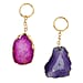 Eye-Catching Set of 2 Agate Keychains - Grey & White