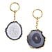Eye-Catching Set of 2 Agate Keychains - Grey & White