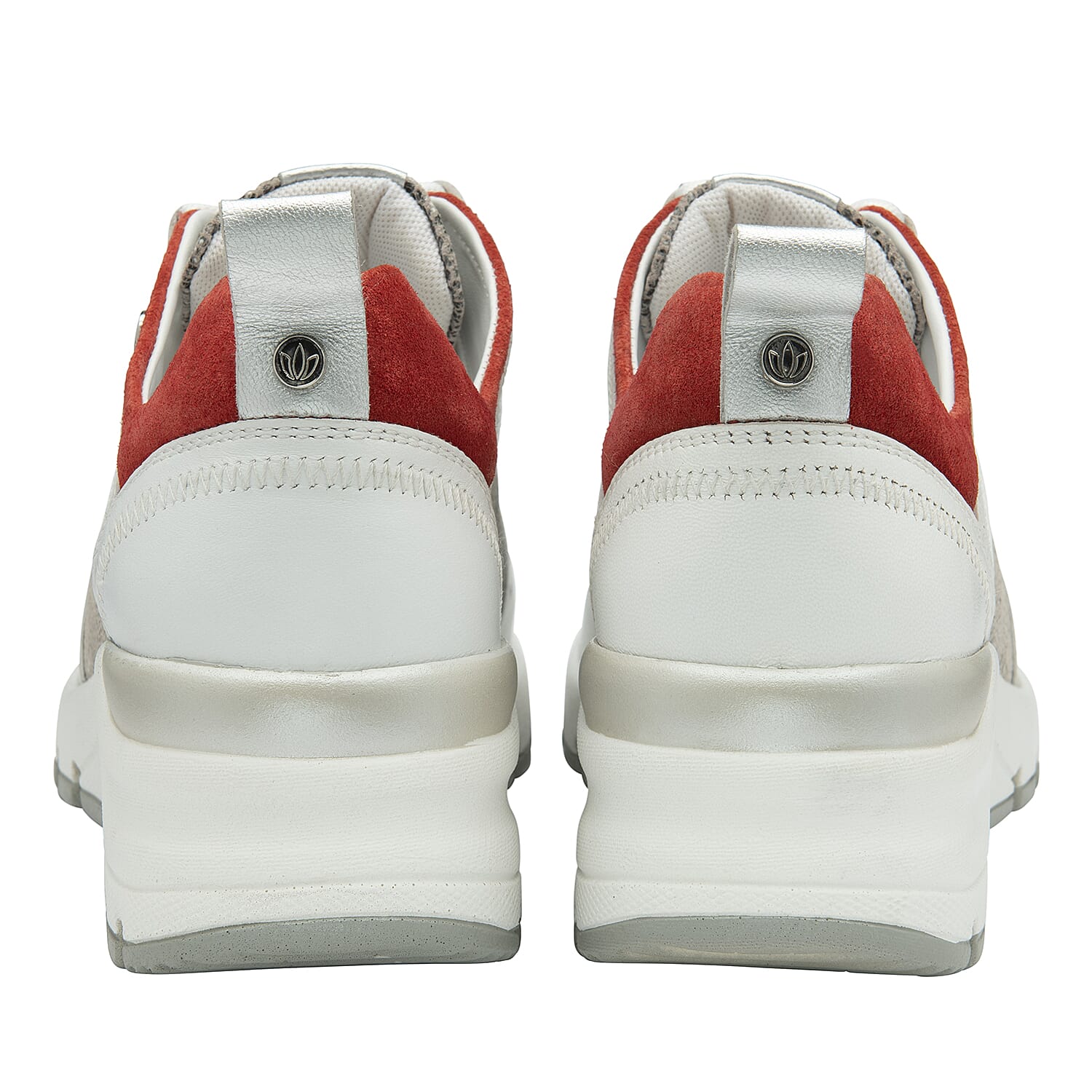 Lotus Leather Sapphire Womens Trainers with Reptile Print Detailing (Size 5) - White & Red