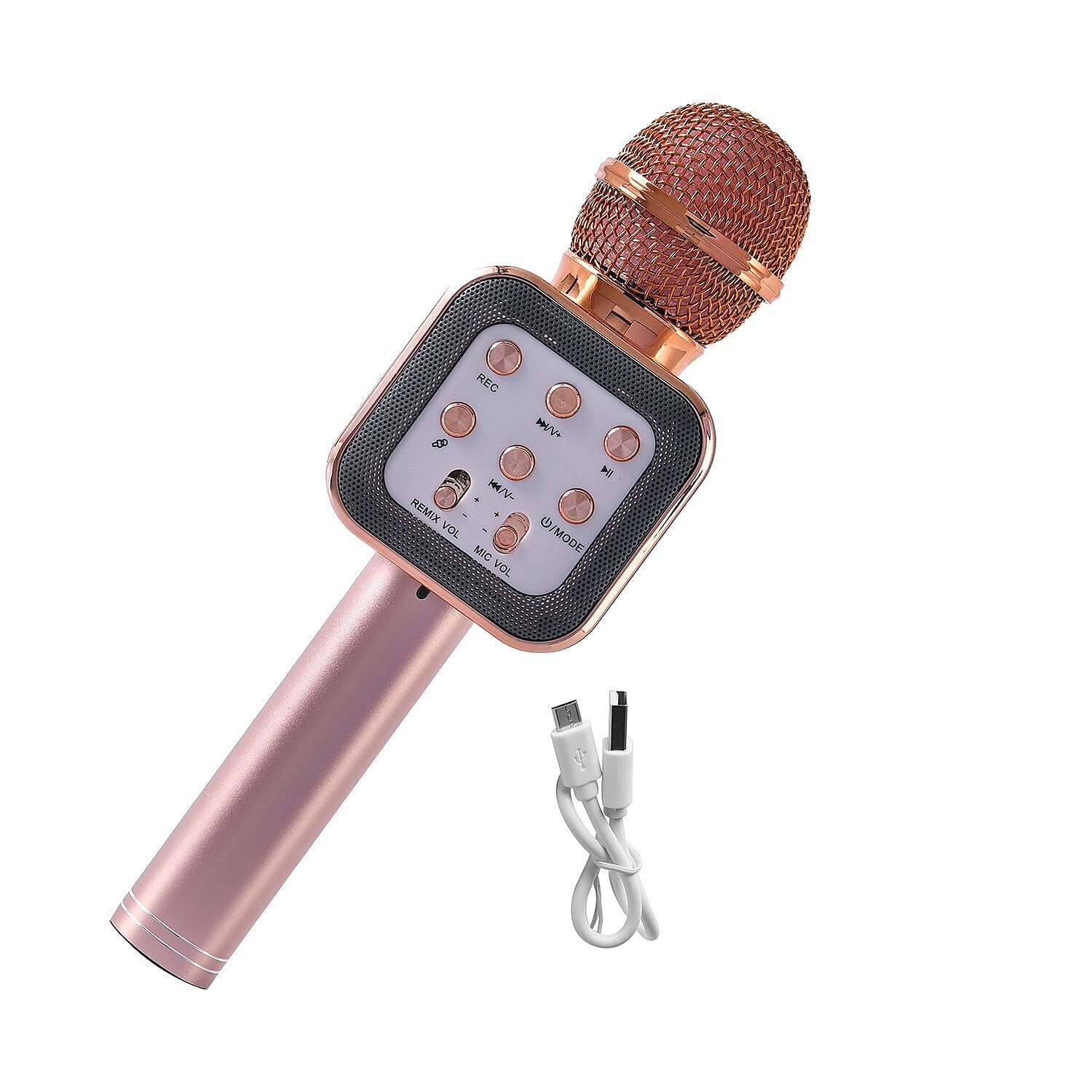 Wireless Bluetooth Karaoke Microphone with LED Lights and USB Charger Silver