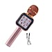 Wireless Bluetooth Karaoke Microphone with LED Lights and USB Charger - Rose
