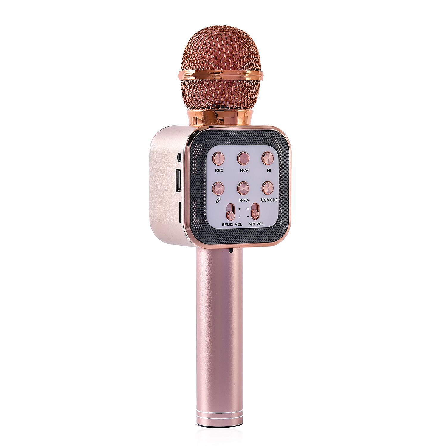 Wireless Bluetooth Karaoke Microphone with LED Lights and USB Charger - Rose